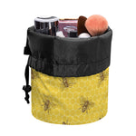 Bee Honeycomb Pattern Print Drawstring Makeup Bag