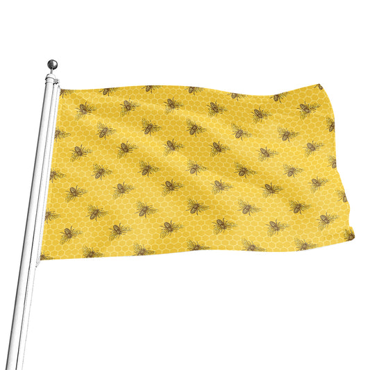 Bee Honeycomb Pattern Print Flag