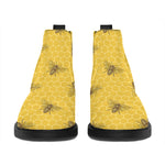 Bee Honeycomb Pattern Print Flat Ankle Boots