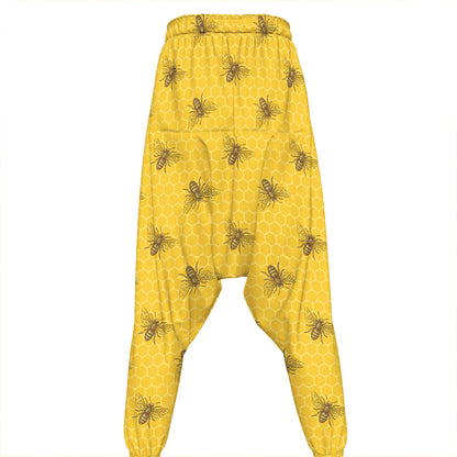 Bee Honeycomb Pattern Print Hammer Pants