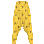 Bee Honeycomb Pattern Print Hammer Pants