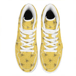 Bee Honeycomb Pattern Print High Top Leather Sneakers