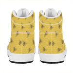 Bee Honeycomb Pattern Print High Top Leather Sneakers
