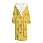 Bee Honeycomb Pattern Print Hooded Bathrobe