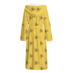 Bee Honeycomb Pattern Print Hooded Bathrobe