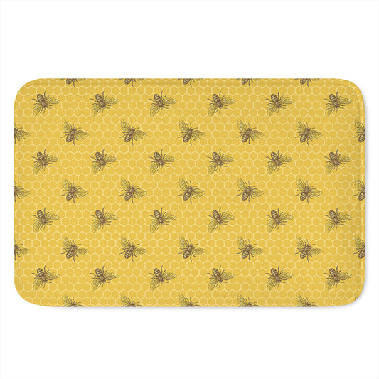 Bee Honeycomb Pattern Print Indoor Door Mat