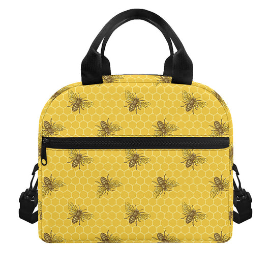 Bee Honeycomb Pattern Print Insulated Lunch Bag