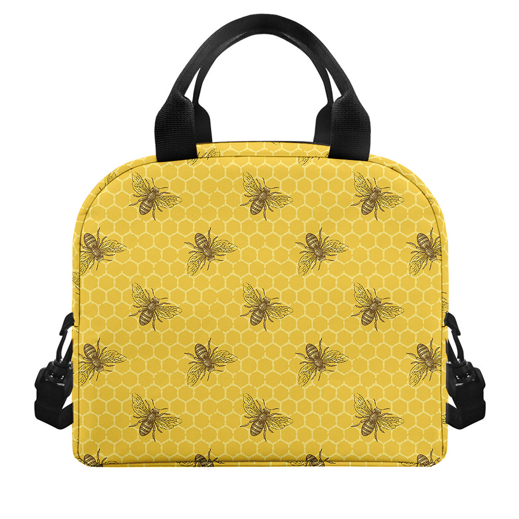 Bee Honeycomb Pattern Print Insulated Lunch Bag