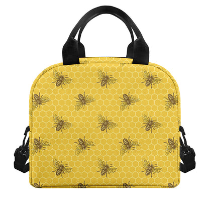 Bee Honeycomb Pattern Print Insulated Lunch Bag
