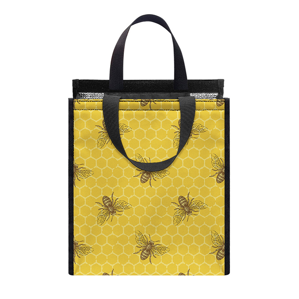 Bee Honeycomb Pattern Print Insulated Lunch Tote