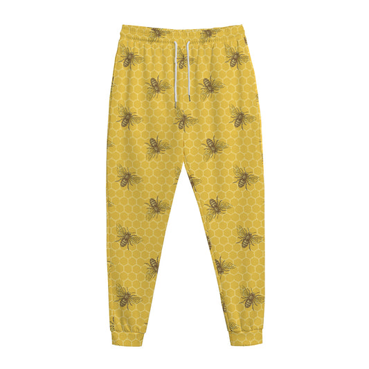Bee Honeycomb Pattern Print Jogger Pants