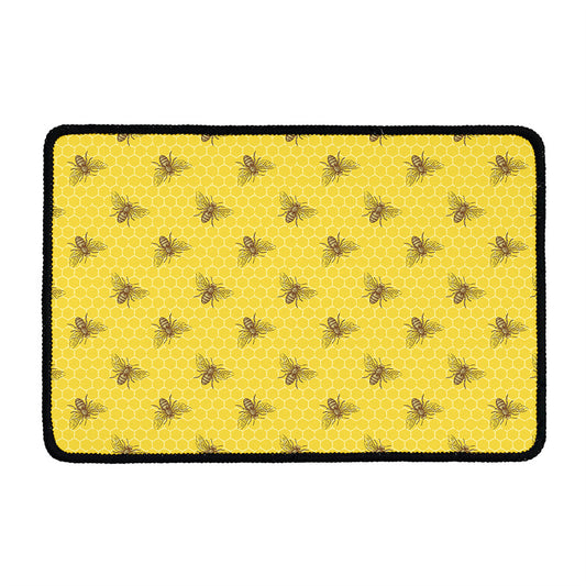 Bee Honeycomb Pattern Print Kitchen Mat
