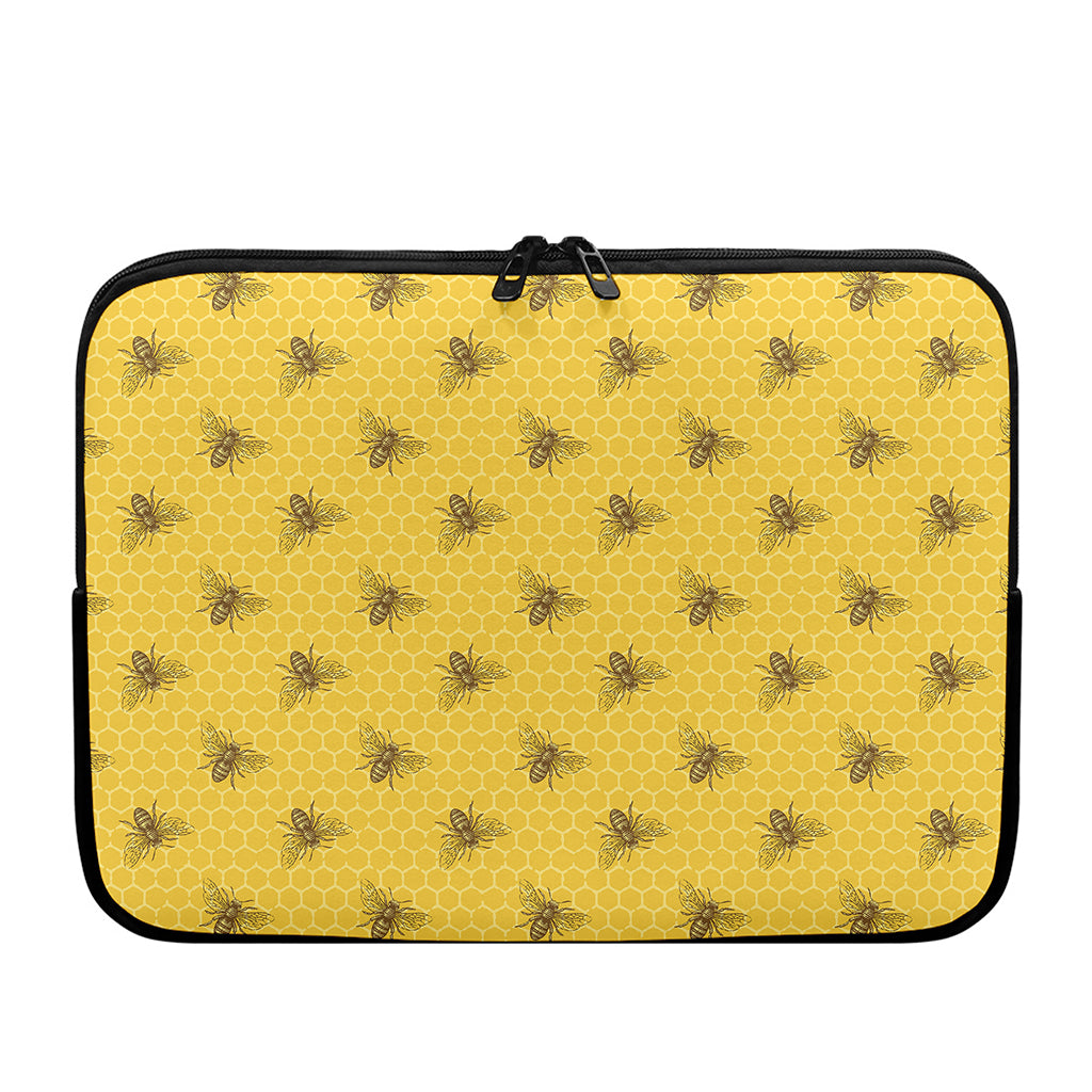 Bee Honeycomb Pattern Print Laptop Sleeve