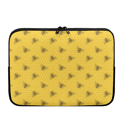 Bee Honeycomb Pattern Print Laptop Sleeve