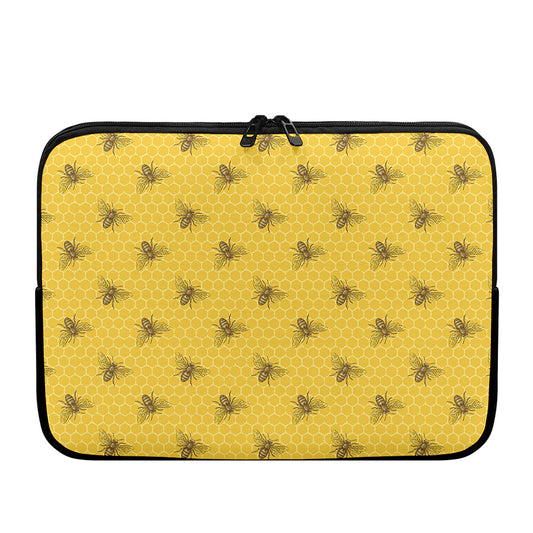 Bee Honeycomb Pattern Print Laptop Sleeve