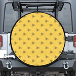 Bee Honeycomb Pattern Print Leather Spare Tire Cover