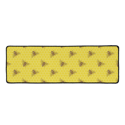 Bee Honeycomb Pattern Print Long Kitchen Mat