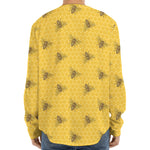 Bee Honeycomb Pattern Print Long Sleeve Baseball Jersey