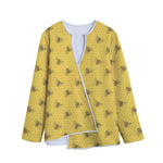 Bee Honeycomb Pattern Print Long Sleeve Short Coat