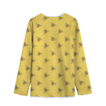 Bee Honeycomb Pattern Print Long Sleeve Short Coat
