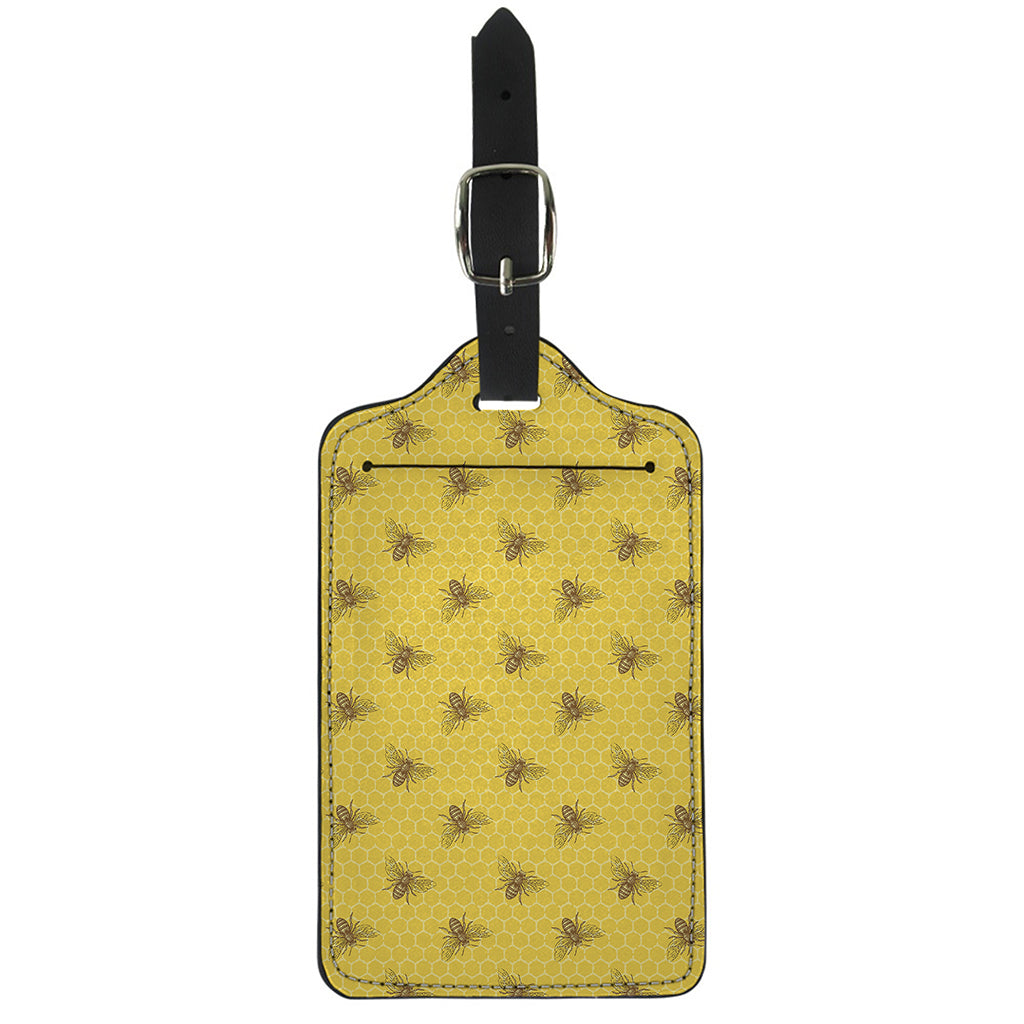 Bee Honeycomb Pattern Print Luggage Tag
