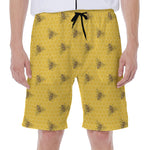 Bee Honeycomb Pattern Print Men's Beach Shorts