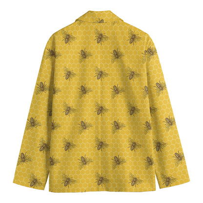 Bee Honeycomb Pattern Print Men's Blazer