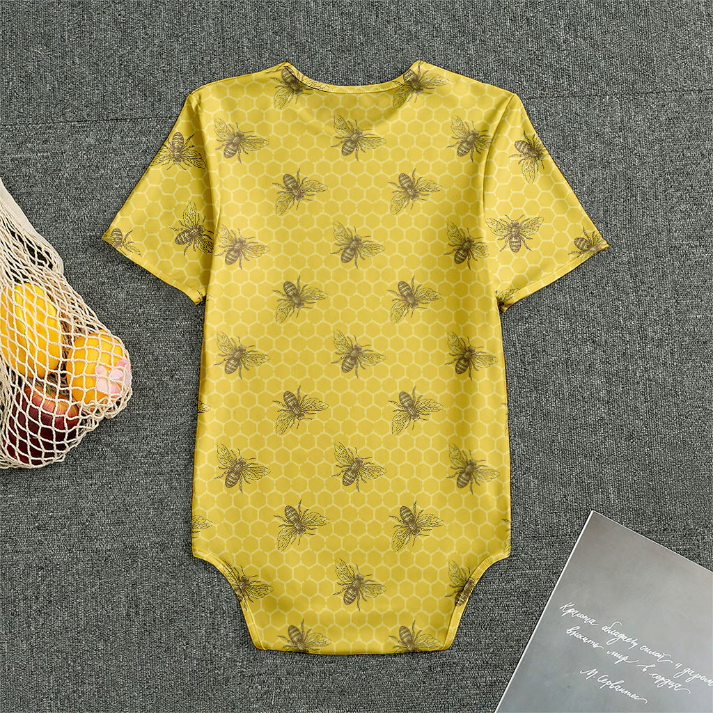 Bee Honeycomb Pattern Print Men's Bodysuit