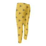Bee Honeycomb Pattern Print Men's Compression Pants