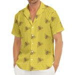 Bee Honeycomb Pattern Print Men's Deep V-Neck Shirt