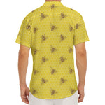 Bee Honeycomb Pattern Print Men's Deep V-Neck Shirt