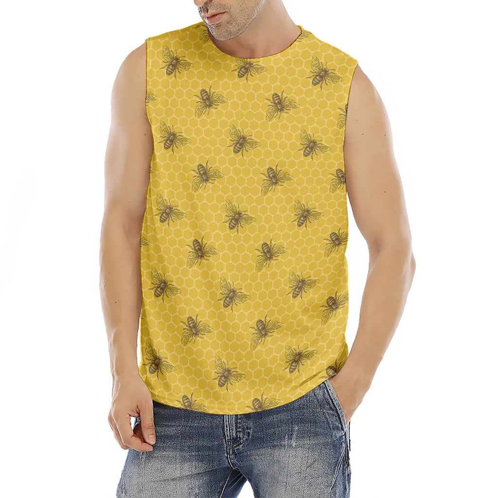 Bee Honeycomb Pattern Print Men's Fitness Tank Top