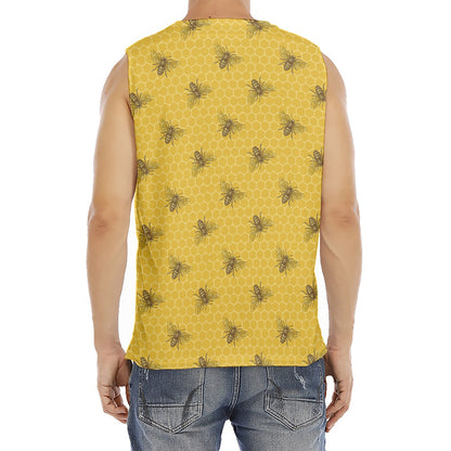 Bee Honeycomb Pattern Print Men's Fitness Tank Top