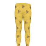 Bee Honeycomb Pattern Print Men's leggings