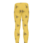 Bee Honeycomb Pattern Print Men's leggings