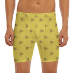 Bee Honeycomb Pattern Print Men's Long Boxer Briefs