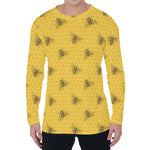 Bee Honeycomb Pattern Print Men's Long Sleeve T-Shirt