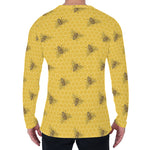 Bee Honeycomb Pattern Print Men's Long Sleeve T-Shirt