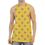 Bee Honeycomb Pattern Print Men's Muscle Tank Top