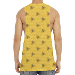 Bee Honeycomb Pattern Print Men's Muscle Tank Top