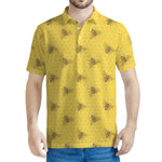Bee Honeycomb Pattern Print Men's Polo Shirt