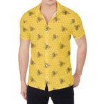 Bee Honeycomb Pattern Print Men's Shirt