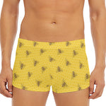 Bee Honeycomb Pattern Print Men's Short Boxer Briefs