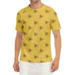 Bee Honeycomb Pattern Print Men's Short Sleeve Rash Guard