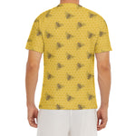Bee Honeycomb Pattern Print Men's Short Sleeve Rash Guard