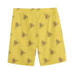 Bee Honeycomb Pattern Print Men's Sports Shorts
