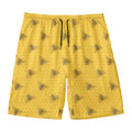 Bee Honeycomb Pattern Print Men's Swim Trunks