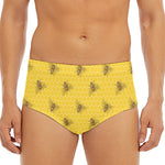 Bee Honeycomb Pattern Print Men's Triangle Swim Briefs