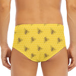 Bee Honeycomb Pattern Print Men's Triangle Swim Briefs