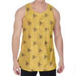 Bee Honeycomb Pattern Print Men's Velvet Tank Top